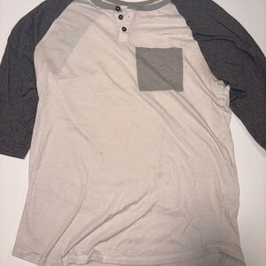 On the Byas Long Sleeve Henley Shirt - Cream and Gray